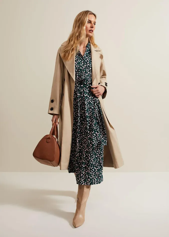 Women Phase Eight Day Dresses Loretta Midi Dress Green Multi
