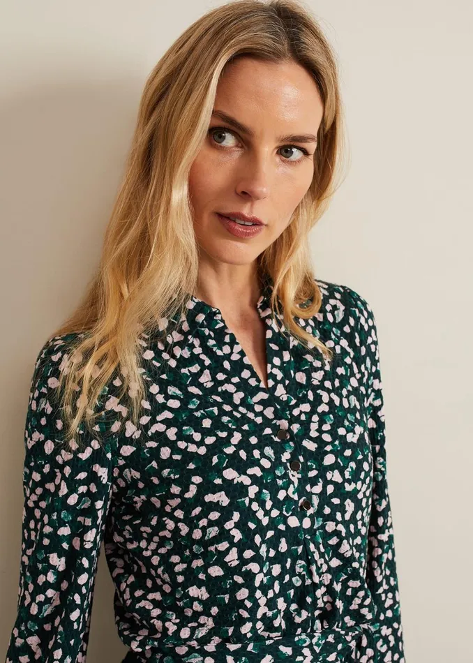 Women Phase Eight Day Dresses Loretta Midi Dress Green Multi