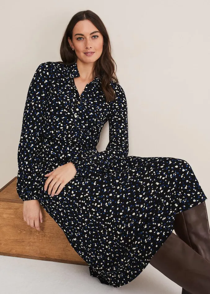 Women Phase Eight Day Dresses Loretta Spot Dress Cobaltblack