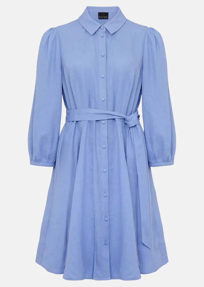Women Phase Eight Day Dresses Lucie Linen Shirt Dress Pale Blue