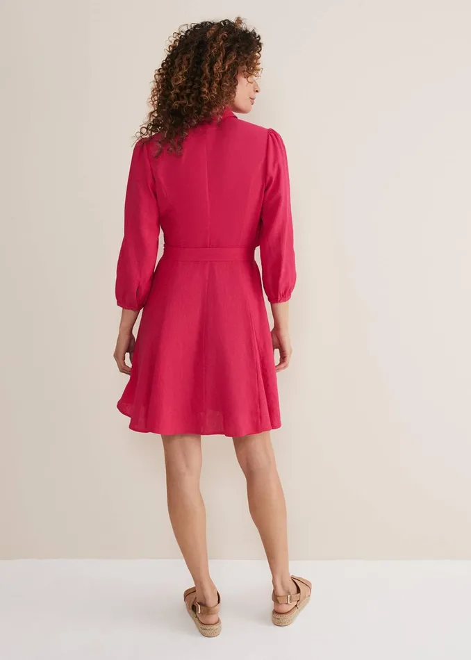 Women Phase Eight Day Dresses Lucie Linen Shirt Dress Pink