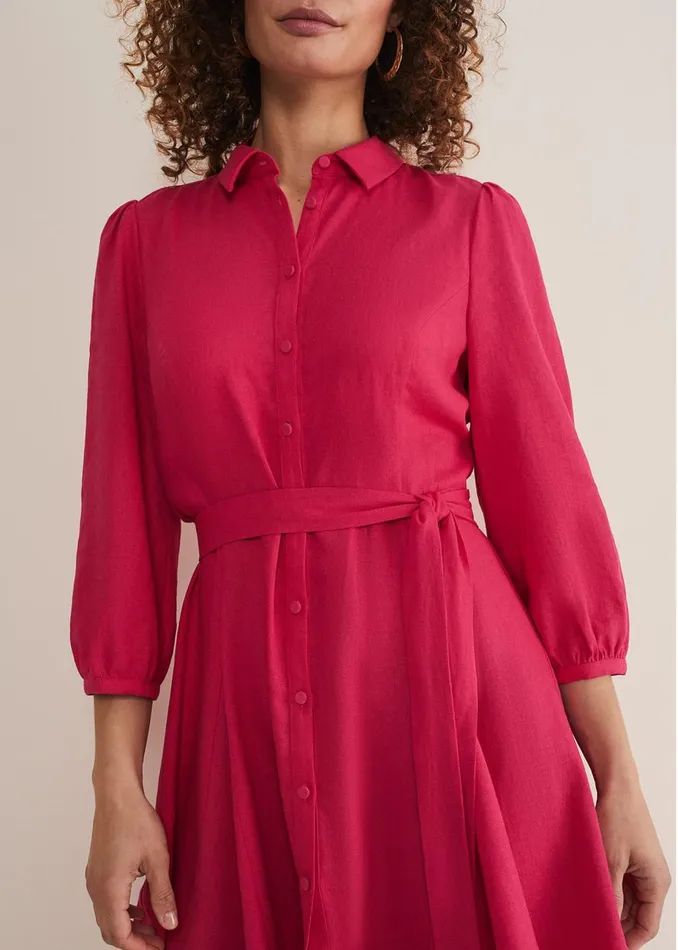 Women Phase Eight Day Dresses Lucie Linen Shirt Dress Pink