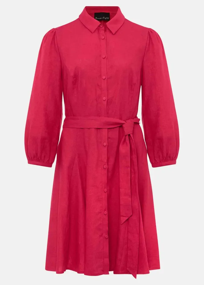 Women Phase Eight Day Dresses Lucie Linen Shirt Dress Pink