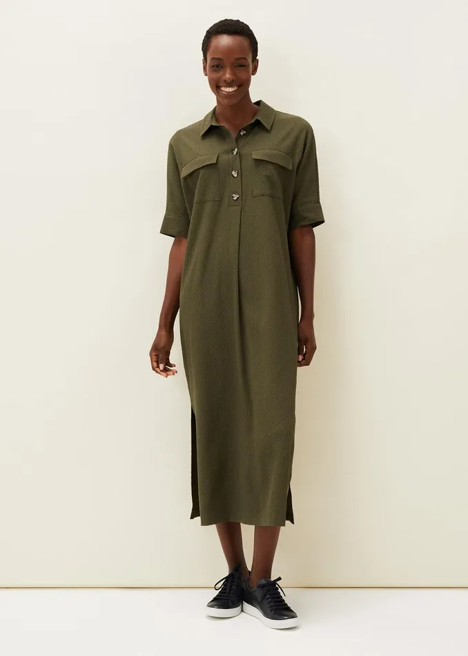 Women Phase Eight Day Dresses Lucina Midaxi Shirt Dress Khaki