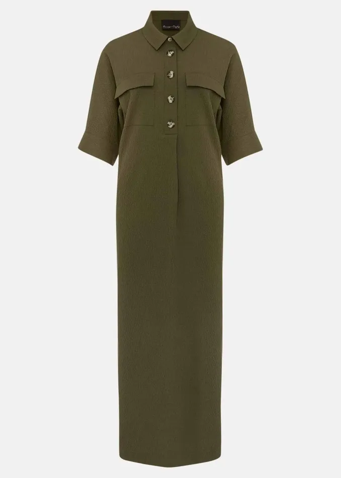 Women Phase Eight Day Dresses Lucina Midaxi Shirt Dress Khaki