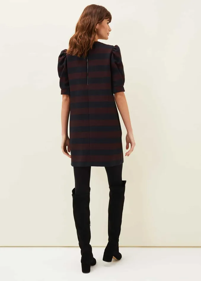 Women Phase Eight Day Dresses Maple Stripe Dress Navychestnut