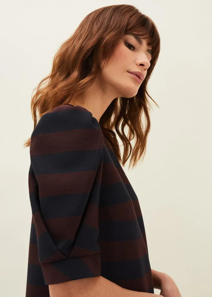 Women Phase Eight Day Dresses Maple Stripe Dress Navychestnut