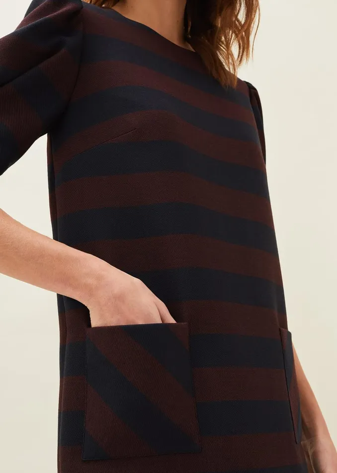 Women Phase Eight Day Dresses Maple Stripe Dress Navychestnut