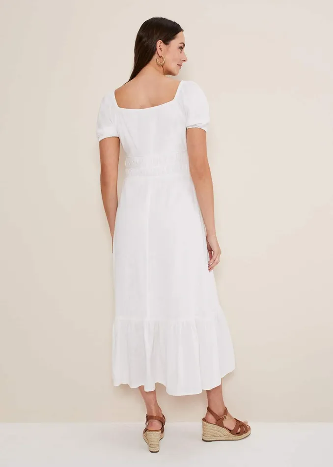Women Phase Eight Day Dresses Maribella Linen Midi Dress White