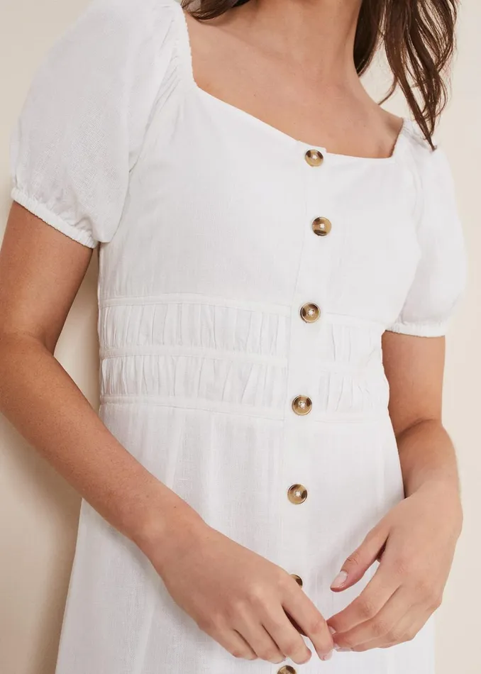 Women Phase Eight Day Dresses Maribella Linen Midi Dress White