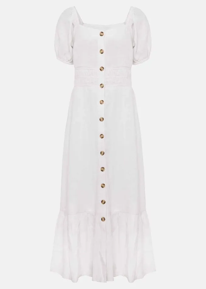 Women Phase Eight Day Dresses Maribella Linen Midi Dress White