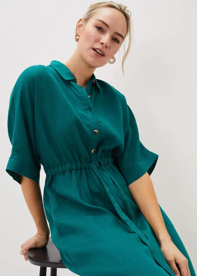 Women Phase Eight Day Dresses Marlene Tie Shirt Dress Jade