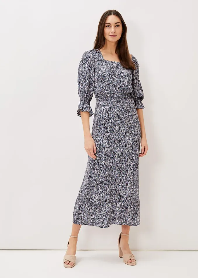 Women Phase Eight Day Dresses Millie Ditsy Print Dress Blue Multi