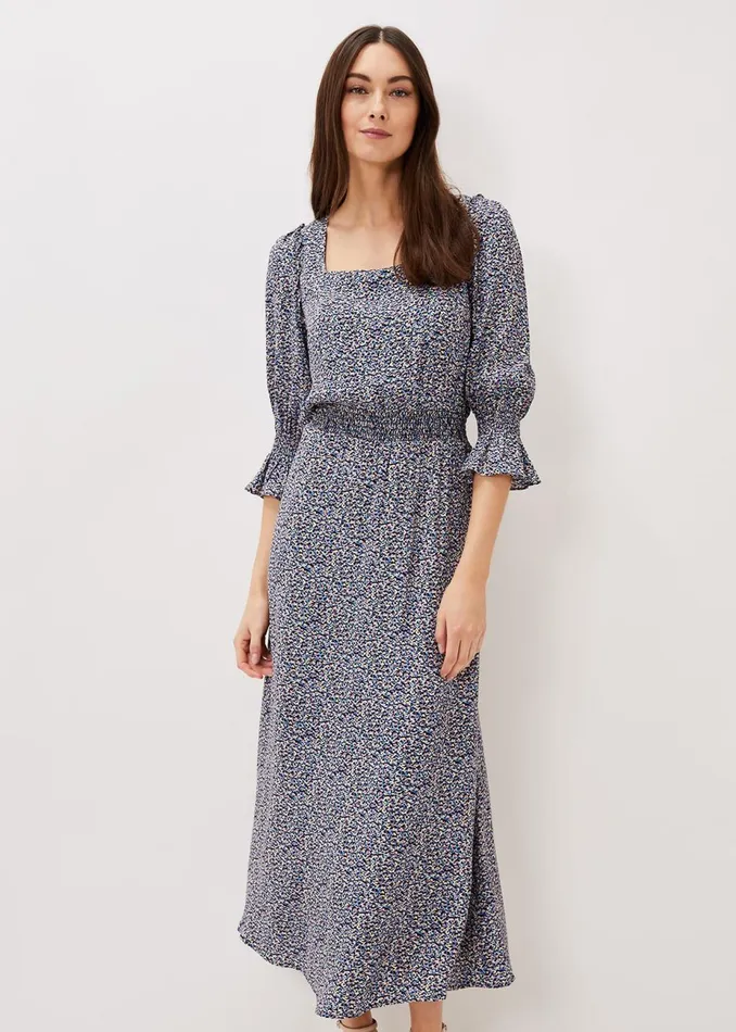 Women Phase Eight Day Dresses Millie Ditsy Print Dress Blue Multi