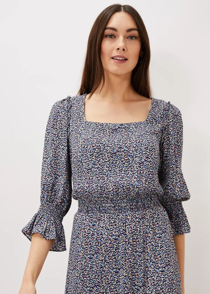 Women Phase Eight Day Dresses Millie Ditsy Print Dress Blue Multi