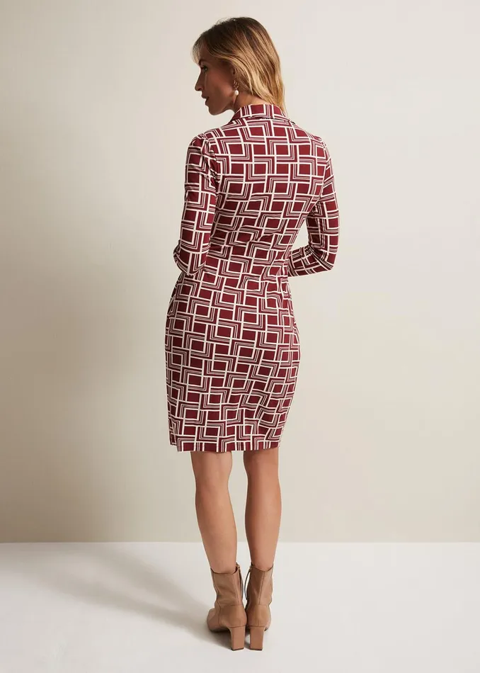 Women Phase Eight Day Dresses Montana Geo Shirt Shift Dress Multicoloured