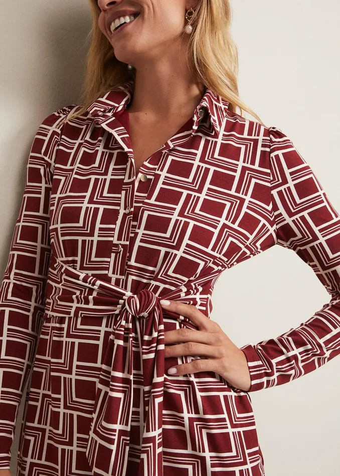 Women Phase Eight Day Dresses Montana Geo Shirt Shift Dress Multicoloured