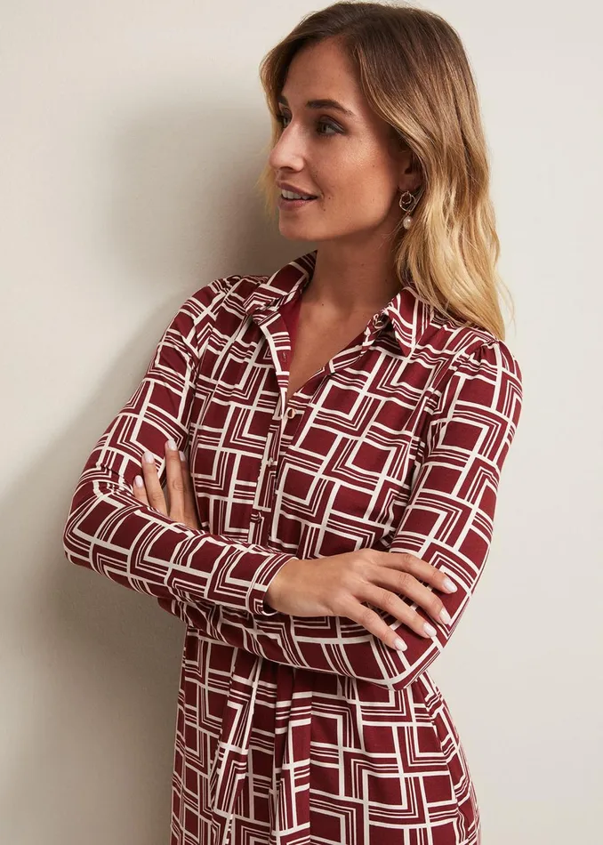 Women Phase Eight Day Dresses Montana Geo Shirt Shift Dress Multicoloured