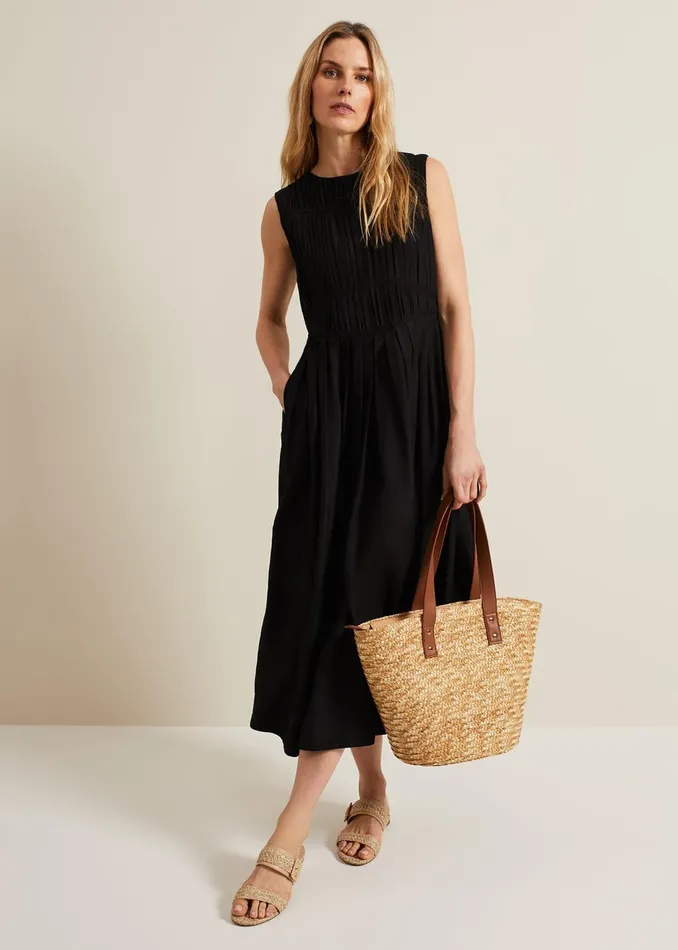 Women Phase Eight Day Dresses Nala Black Bodice Mini Dress Black