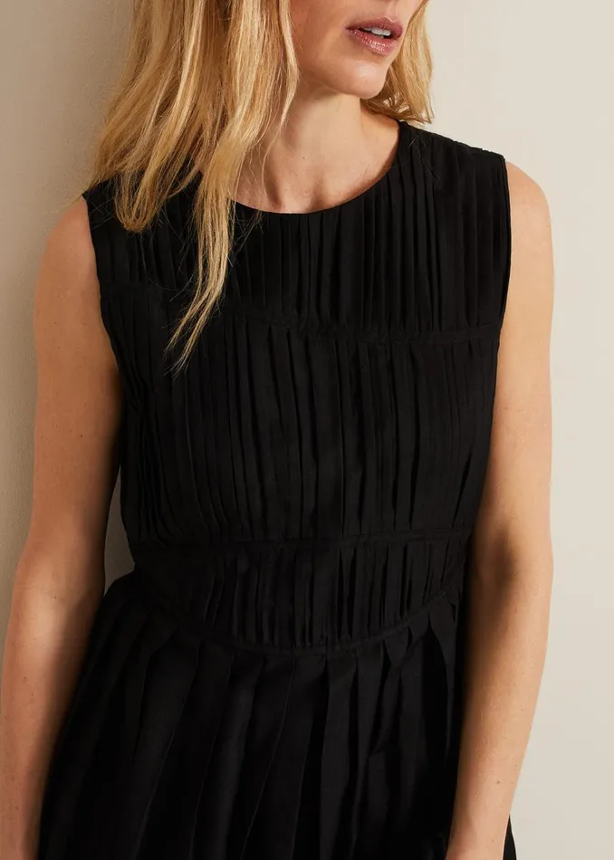 Women Phase Eight Day Dresses Nala Black Bodice Mini Dress Black