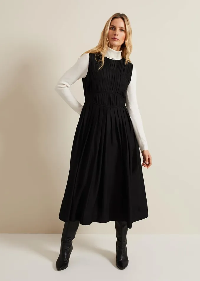 Women Phase Eight Day Dresses Nala Black Bodice Mini Dress Black