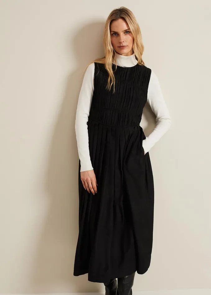Women Phase Eight Day Dresses Nala Black Bodice Mini Dress Black