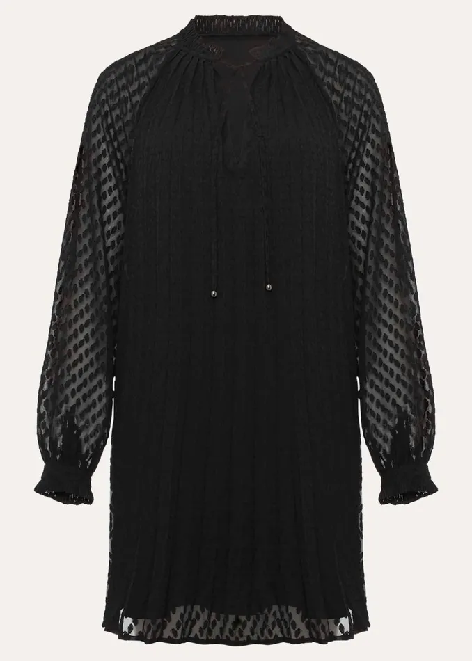 Women Phase Eight Day Dresses Nikkita Pleated Swing Mini Dress Black