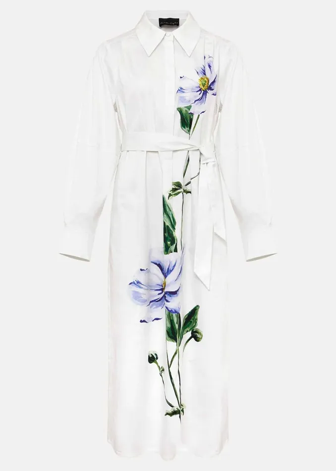 Women Phase Eight Day Dresses Nina Cotton Longline Shirt Midi Dress Ivory