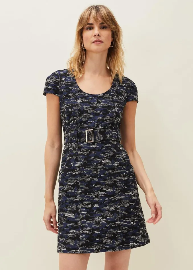 Women Phase Eight Day Dresses Oketo Jacquard Dress Indigo