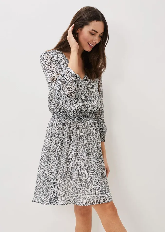 Women Phase Eight Day Dresses Paige Abstract Print Dress Navyivory