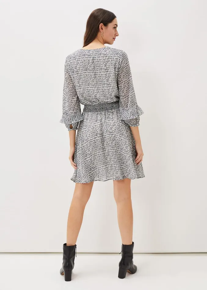 Women Phase Eight Day Dresses Paige Abstract Print Dress Navyivory