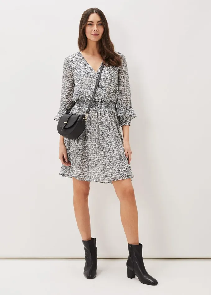 Women Phase Eight Day Dresses Paige Abstract Print Dress Navyivory