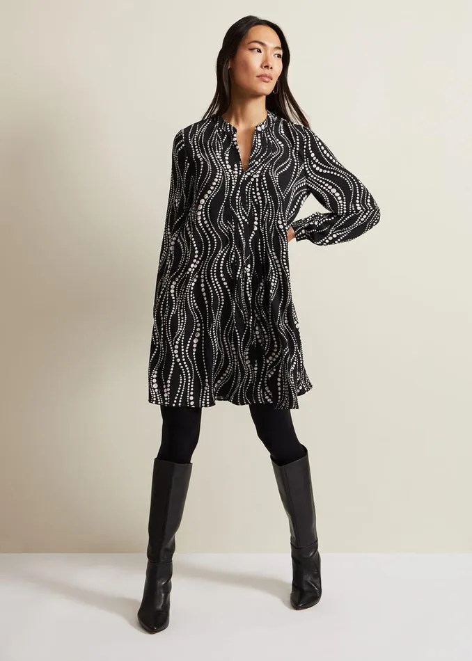 Women Phase Eight Day Dresses Patsy Pearl Swing Mini Dress Blackivory