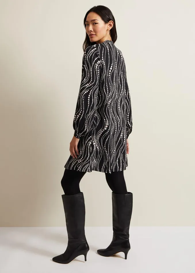 Women Phase Eight Day Dresses Patsy Pearl Swing Mini Dress Blackivory