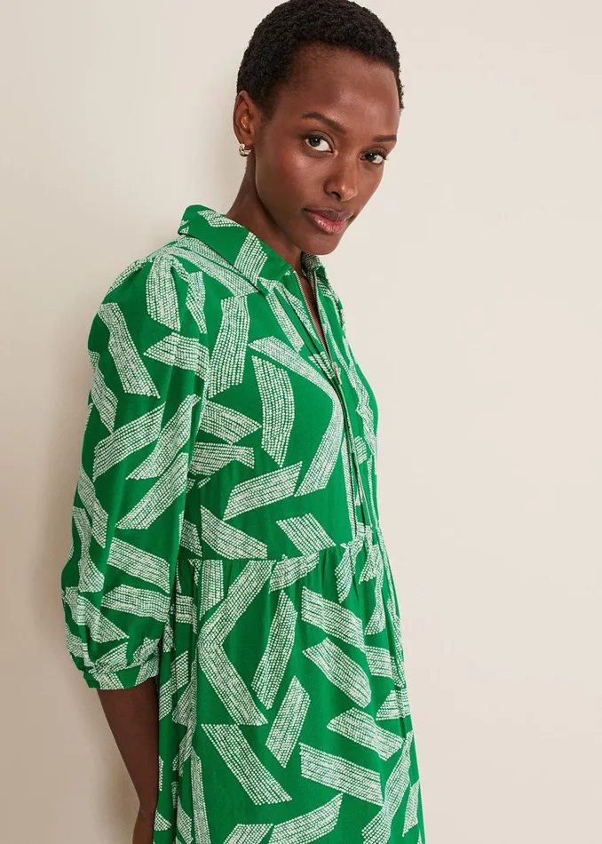 Women Phase Eight Day Dresses Penele Abstract Midi Dress Green
