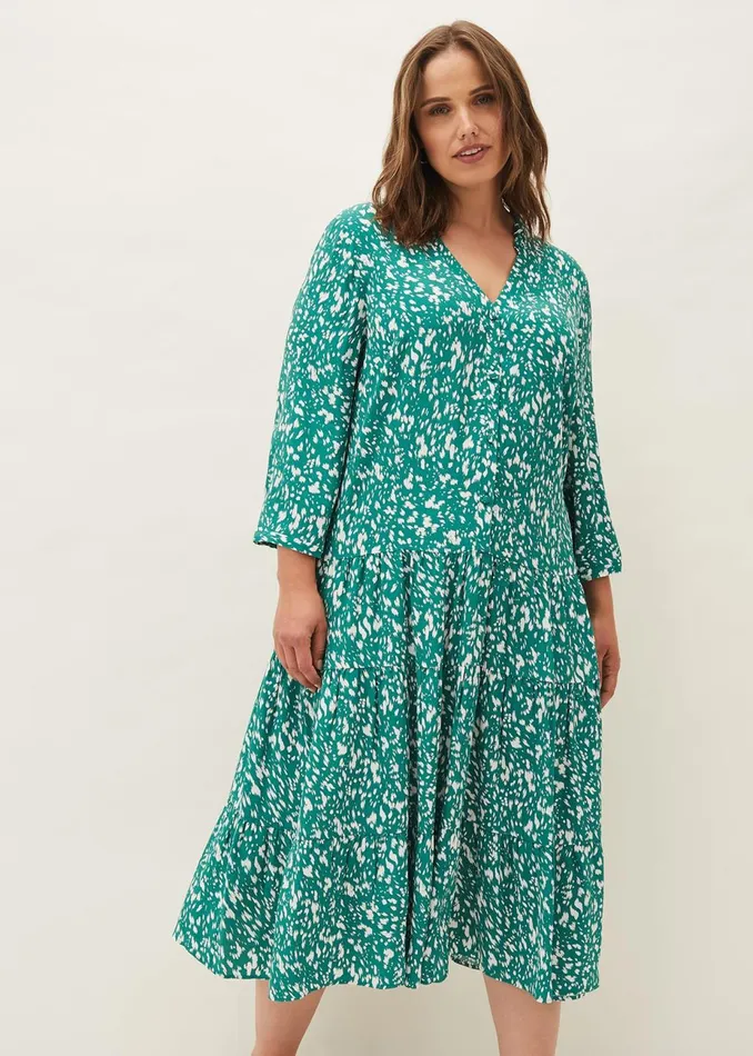 Women Phase Eight Day Dresses Penele Abstract Print Midi Dress Green