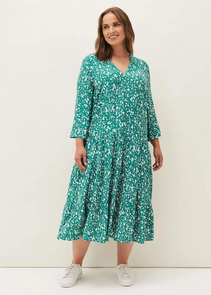 Women Phase Eight Day Dresses Penele Abstract Print Midi Dress Green
