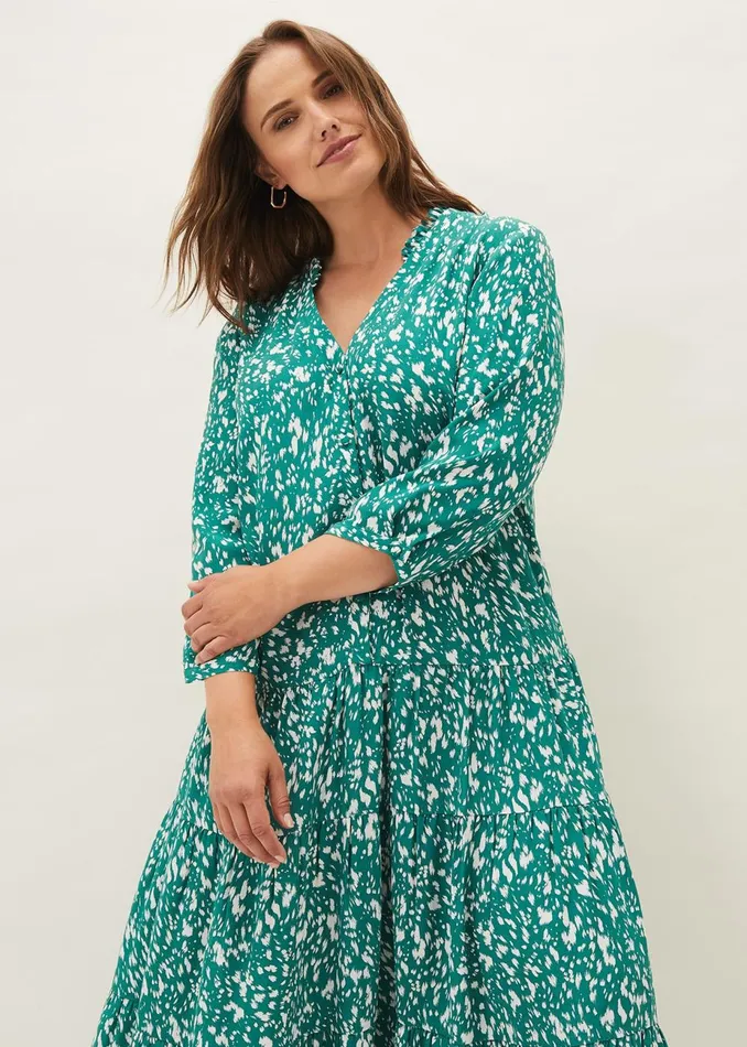 Women Phase Eight Day Dresses Penele Abstract Print Midi Dress Green