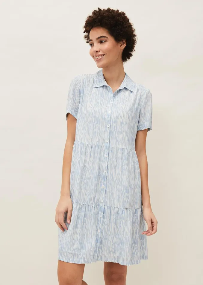Women Phase Eight Day Dresses Penele Brushstroke Print Shirt Dress Blue