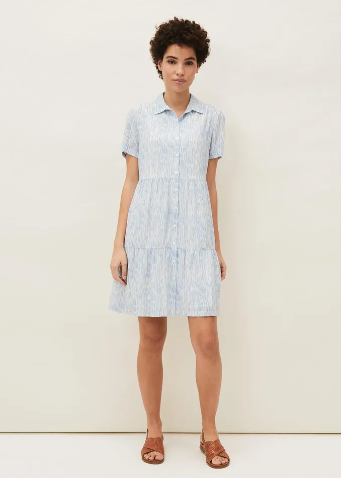 Women Phase Eight Day Dresses Penele Brushstroke Print Shirt Dress Blue