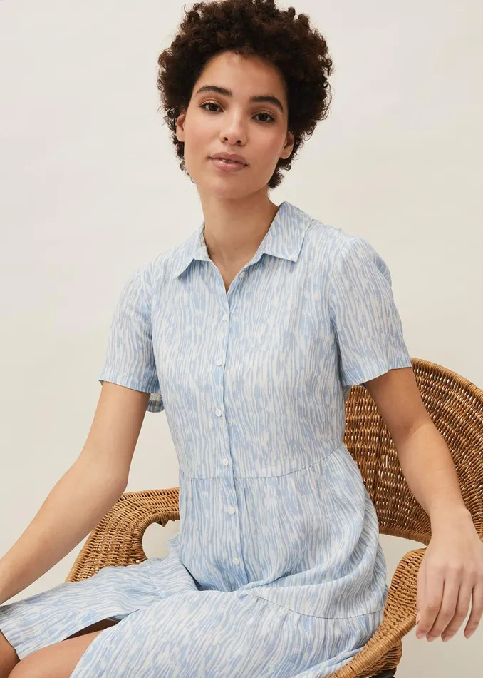 Women Phase Eight Day Dresses Penele Brushstroke Print Shirt Dress Blue