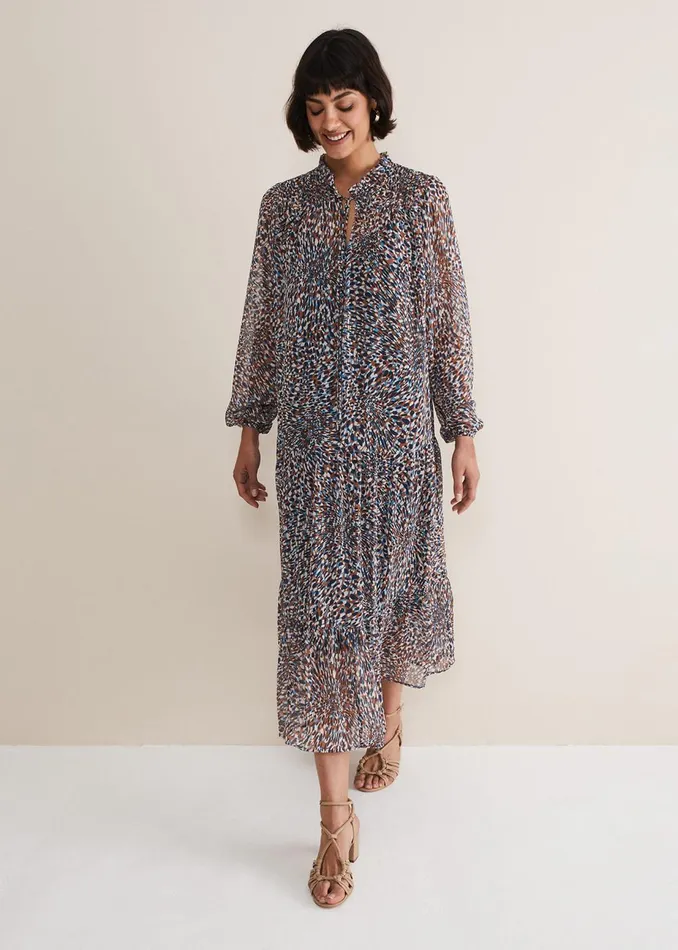 Women Phase Eight Day Dresses Penele Chiffon Midi Dress Black