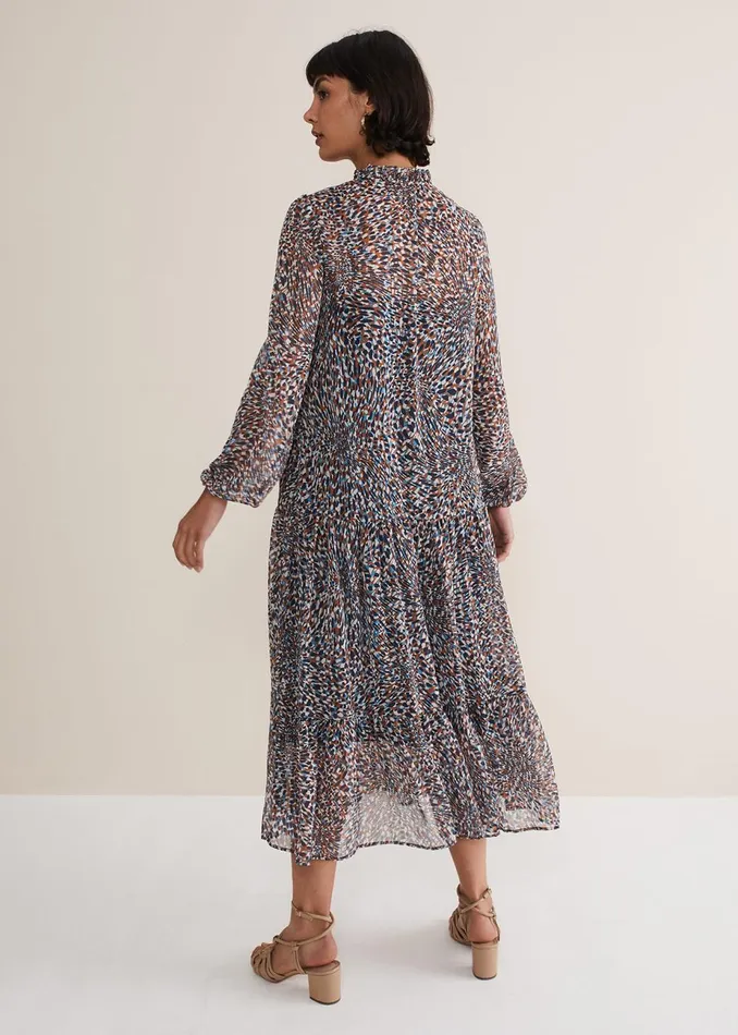 Women Phase Eight Day Dresses Penele Chiffon Midi Dress Black
