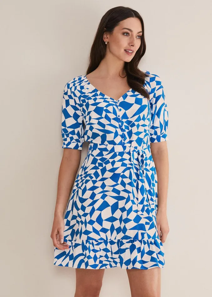 Women Phase Eight Day Dresses Penele Geo Swing Dress Blue