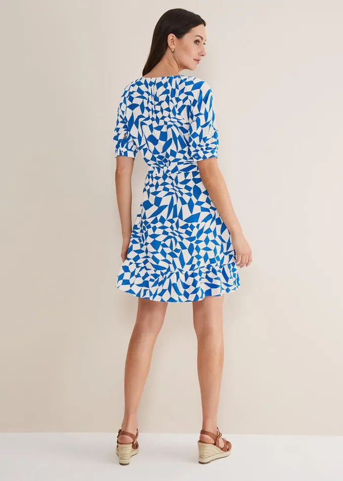 Women Phase Eight Day Dresses Penele Geo Swing Dress Blue