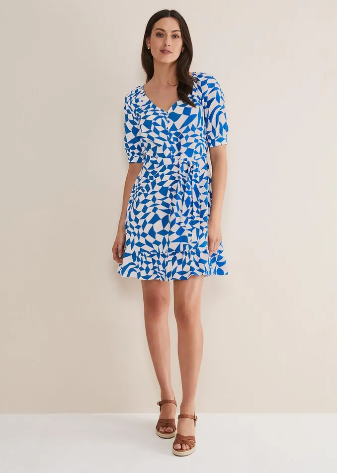 Women Phase Eight Day Dresses Penele Geo Swing Dress Blue