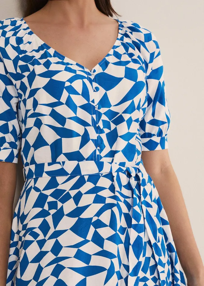 Women Phase Eight Day Dresses Penele Geo Swing Dress Blue