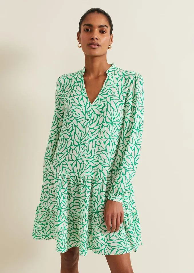 Women Phase Eight Day Dresses Penele Leaf Swing Dress Green