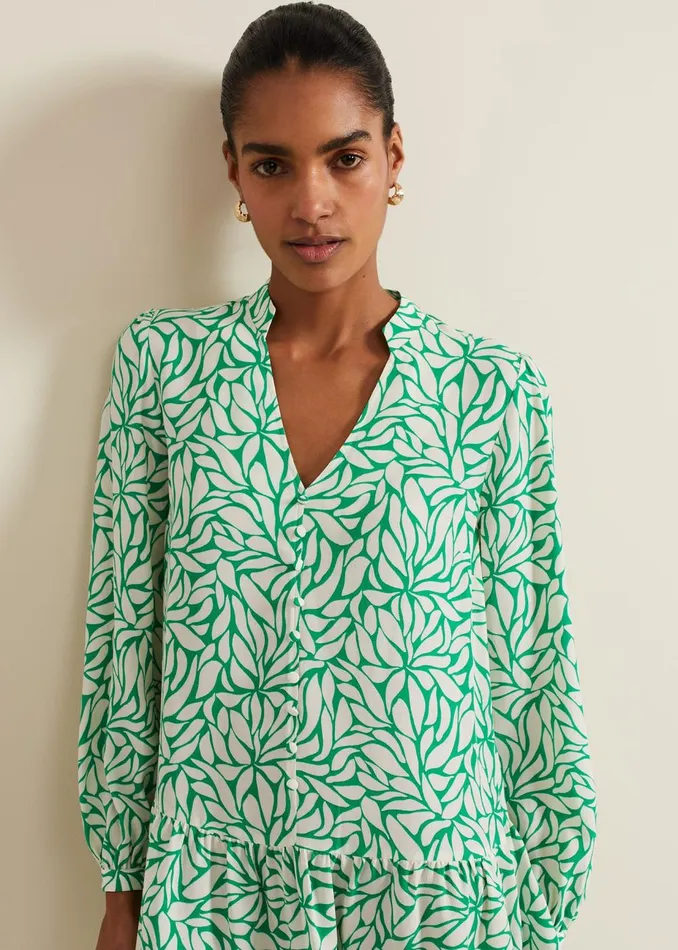 Women Phase Eight Day Dresses Penele Leaf Swing Dress Green