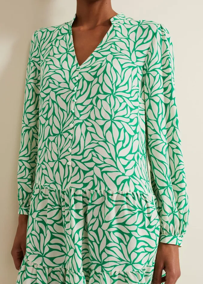 Women Phase Eight Day Dresses Penele Leaf Swing Dress Green
